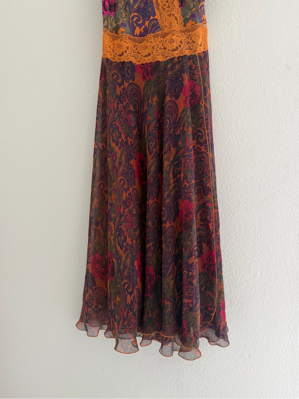 Vintage 90s Victoria’s Secret Gold Label Sheer Chiffon Paisley Floral Maxi slip - Picture 8 of 10